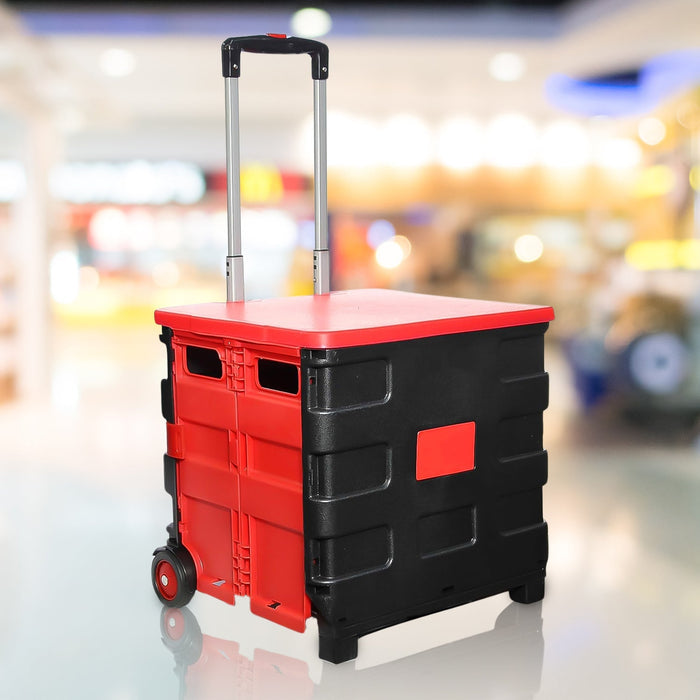 Foldable Shopping Grocery Trolley  Cart Travel Portable Food Basket (1 Pc) Wukusy