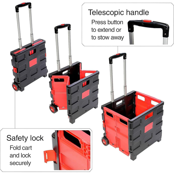 Foldable Shopping Grocery Trolley  Cart Travel Portable Food Basket (1 Pc) Wukusy