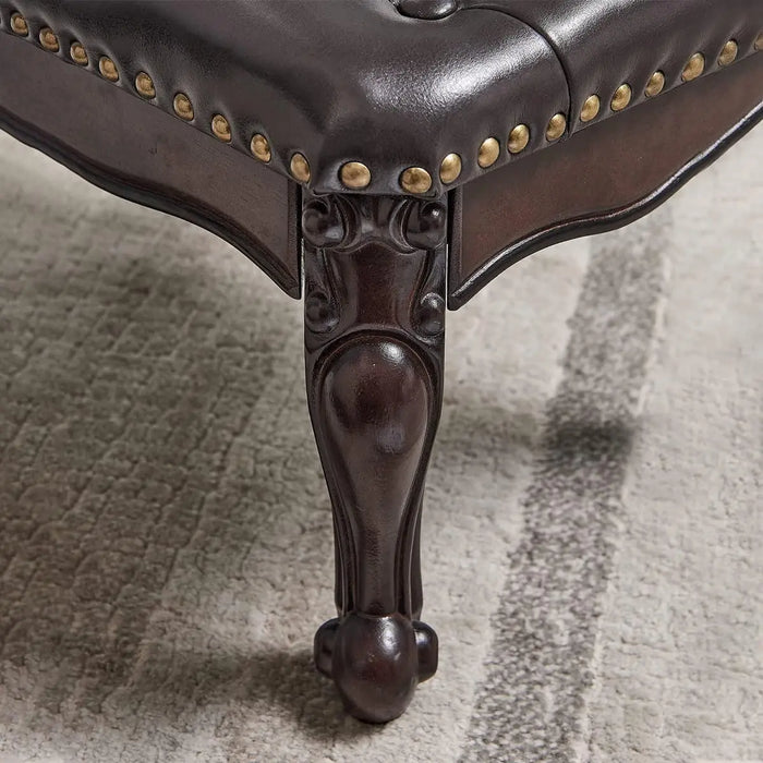 Foot Stool Square Ottoman Foot Rest Cushion for Living Room Solid Rubber Wood Dark Brown - Ouch Cart