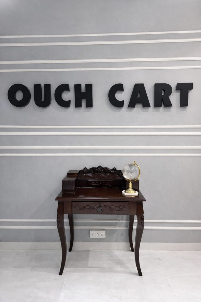 Furniture Piece Carved Wood Two Drawer Telephone Table OUCH CART