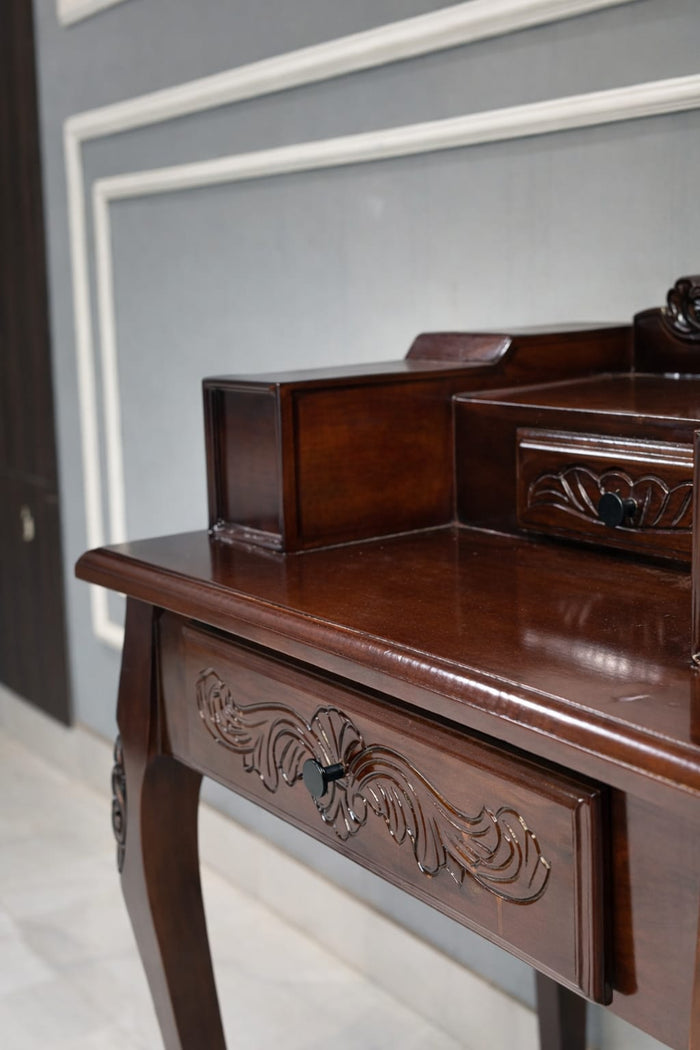 Furniture Piece Carved Wood Two Drawer Telephone Table OUCH CART