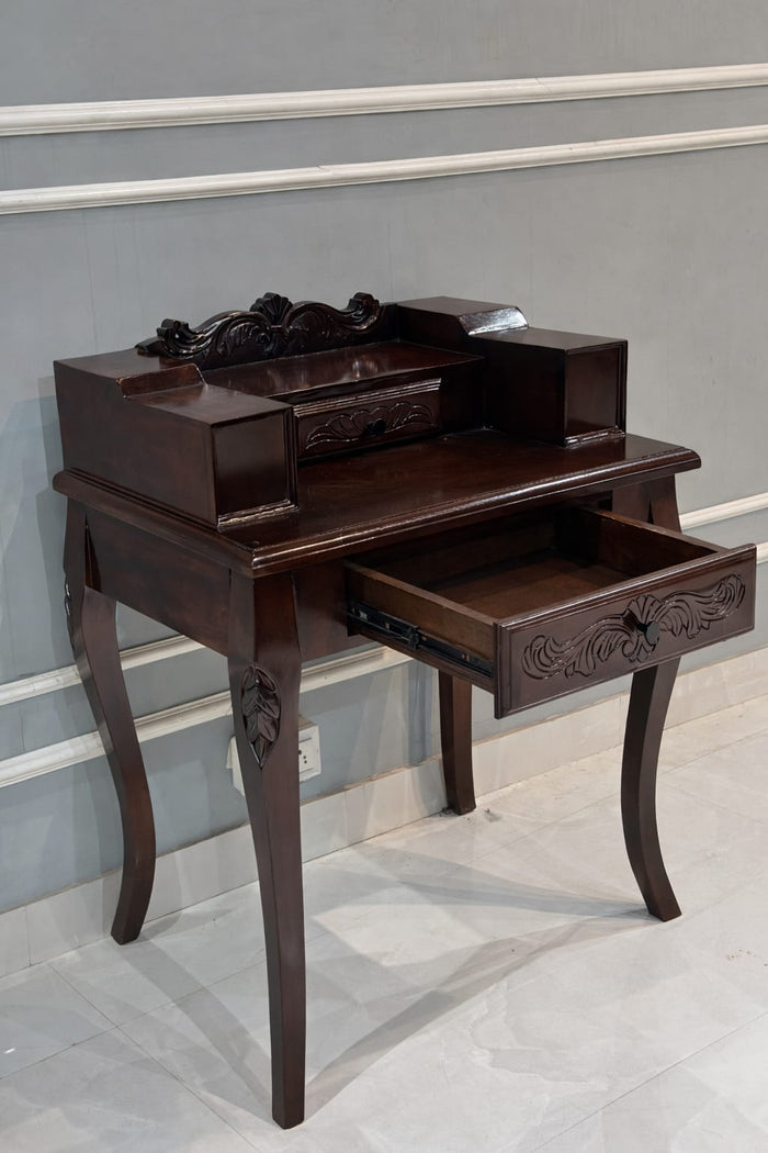 Furniture Piece Carved Wood Two Drawer Telephone Table OUCH CART