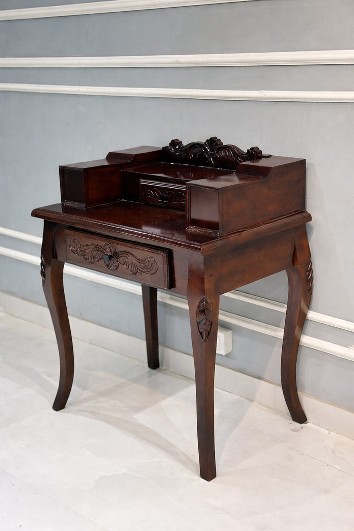 Furniture Piece Carved Wood Two Drawer Telephone Table OUCH CART