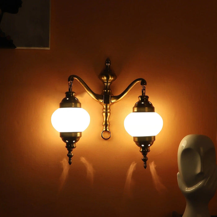 Fusty Aluminium Gold 2 Wall Lights - Ouch Cart