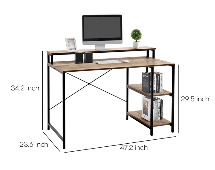 Genesis Home Computer Desk with Simple Shelves - Ouch Cart