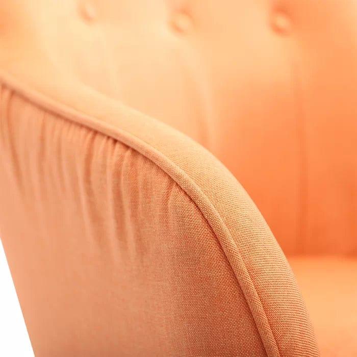 Georgia Wide Tufted Linen Wingback Chair and Ottoman - Ouch Cart