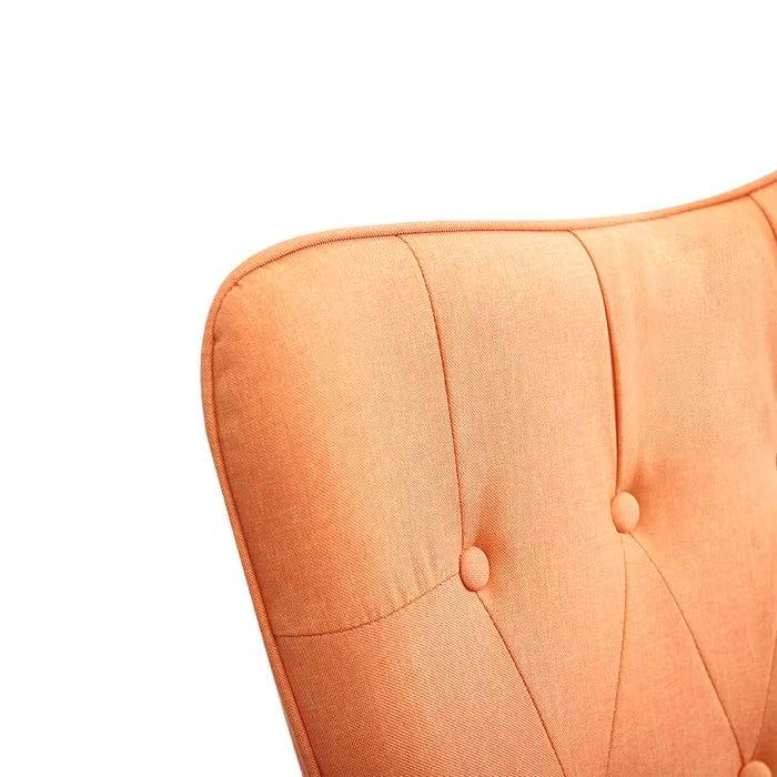 Georgia Wide Tufted Linen Wingback Chair and Ottoman - Ouch Cart
