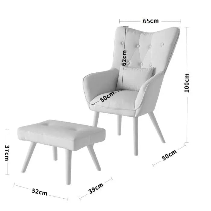 Georgia Wide Tufted Linen Wingback Chair and Ottoman - Ouch Cart
