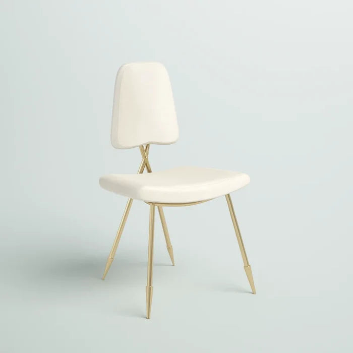 Glam Side Chair with Curved Cushions & Stainless Steel Base