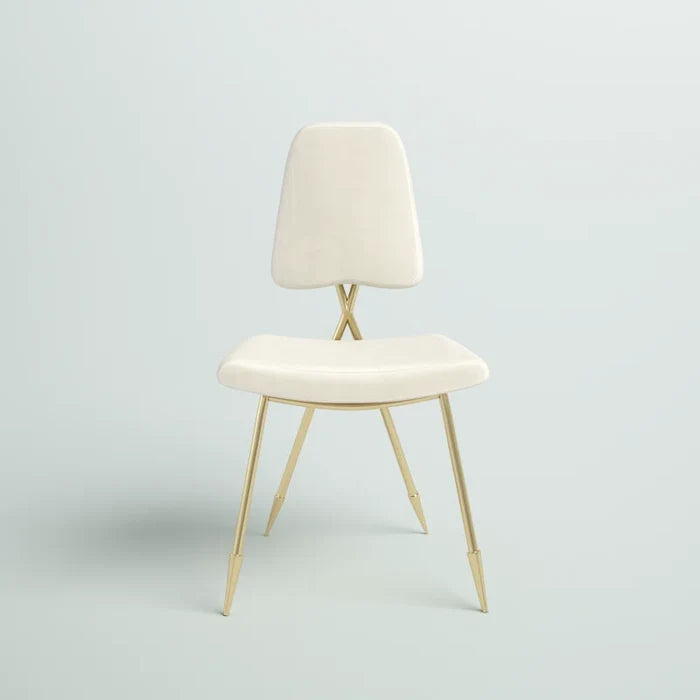Glam Side Chair with Curved Cushions & Stainless Steel Base