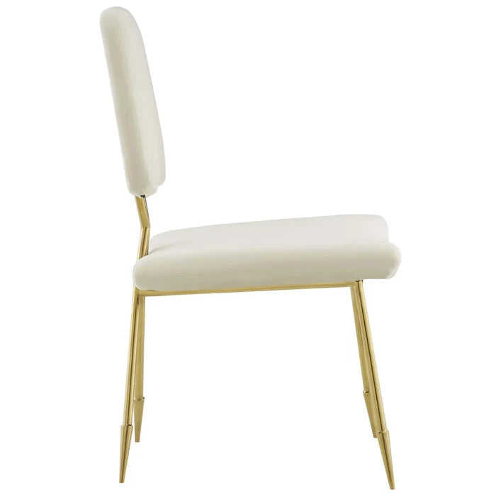 Glam Side Chair with Curved Cushions & Stainless Steel Base