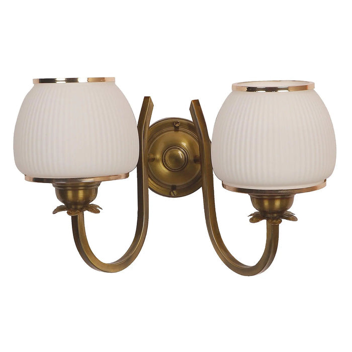 Gold And White Iron 2 Wall Lights - Ouch Cart