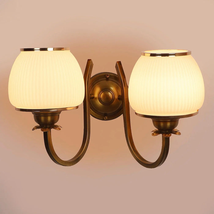 Gold And White Iron 2 Wall Lights - Ouch Cart