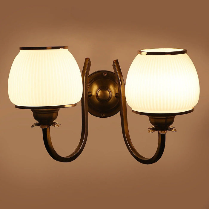 Gold And White Iron 2 Wall Lights - Ouch Cart