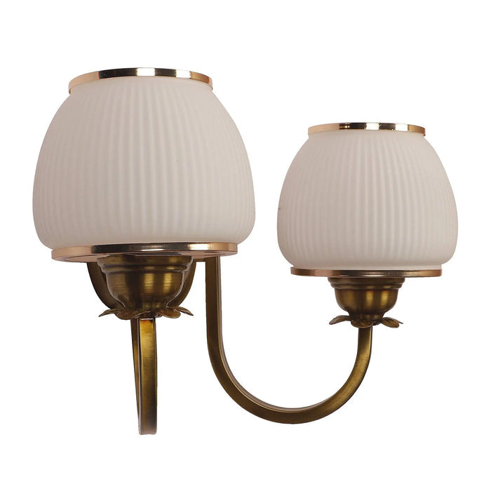 Gold And White Iron 2 Wall Lights - Ouch Cart