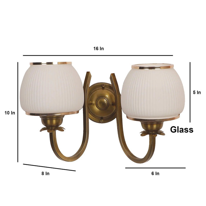 Gold And White Iron 2 Wall Lights - Ouch Cart