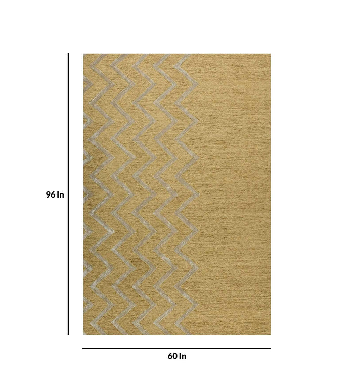 GOLD Wool & Viscose Canyan 5x8 Feet Hand-Tufted Carpet - Rug - Ouch Cart