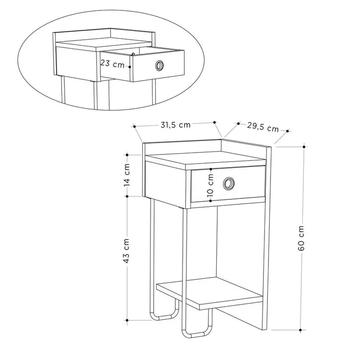 Grace Bedside Table Ouch Cart