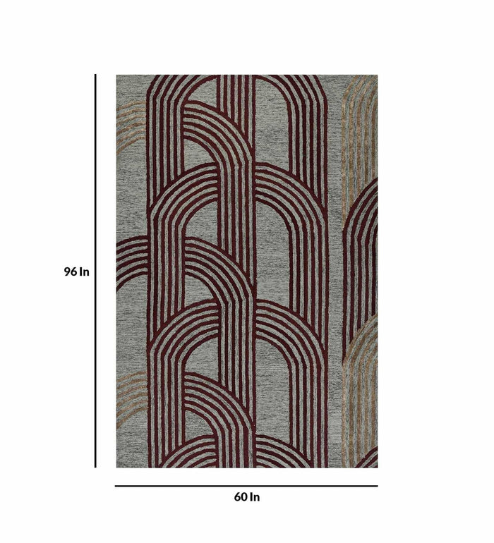 GRAPHITE Wool & Viscose Canyan 5x8 Feet Hand-Tufted Carpet - Rug - Ouch Cart