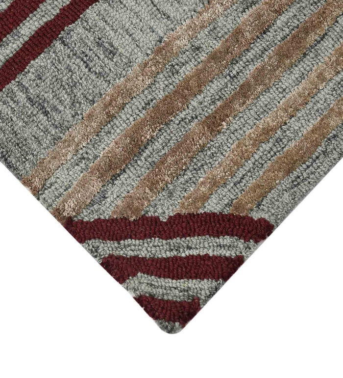 GRAPHITE Wool & Viscose Canyan 5x8 Feet Hand-Tufted Carpet - Rug - Ouch Cart