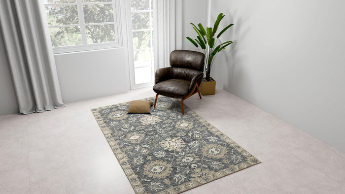 Gray Wool Romania 5x8 Feet Hand-Tufted Carpet - Rug - Ouch Cart