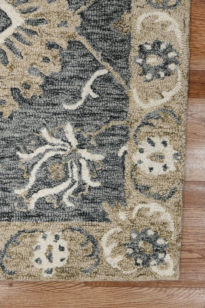 Gray Wool Romania 5x8 Feet Hand-Tufted Carpet - Rug - Ouch Cart