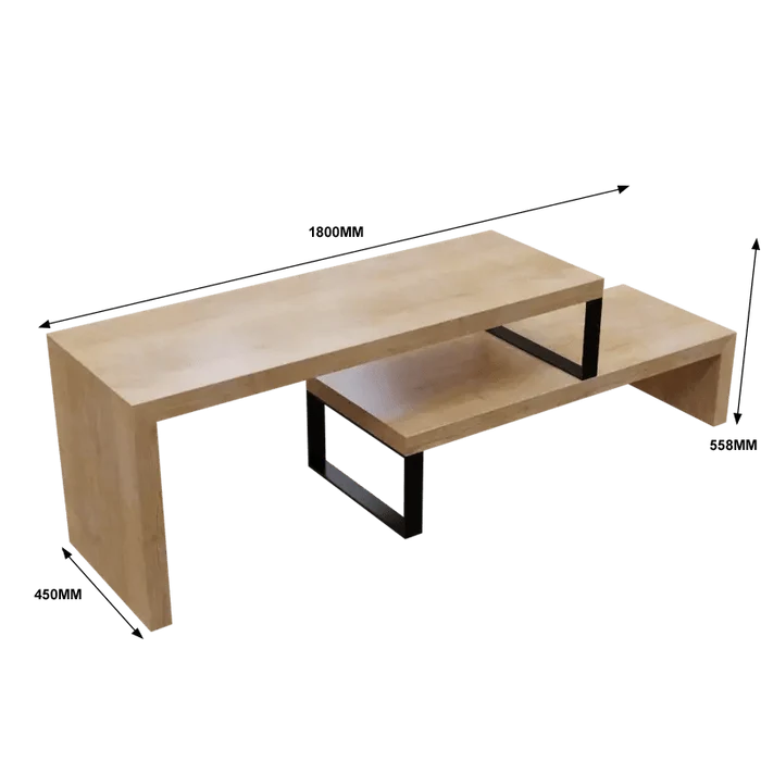 Hailey TV Unit With Storage Space in Large Size in Wooden Texture - Ouch Cart