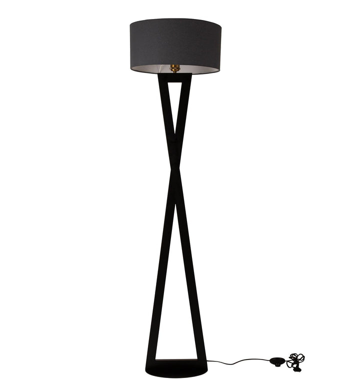 Hamptons Grey Metal Shade Club Floor Lamp with Metal Base - Ouch Cart