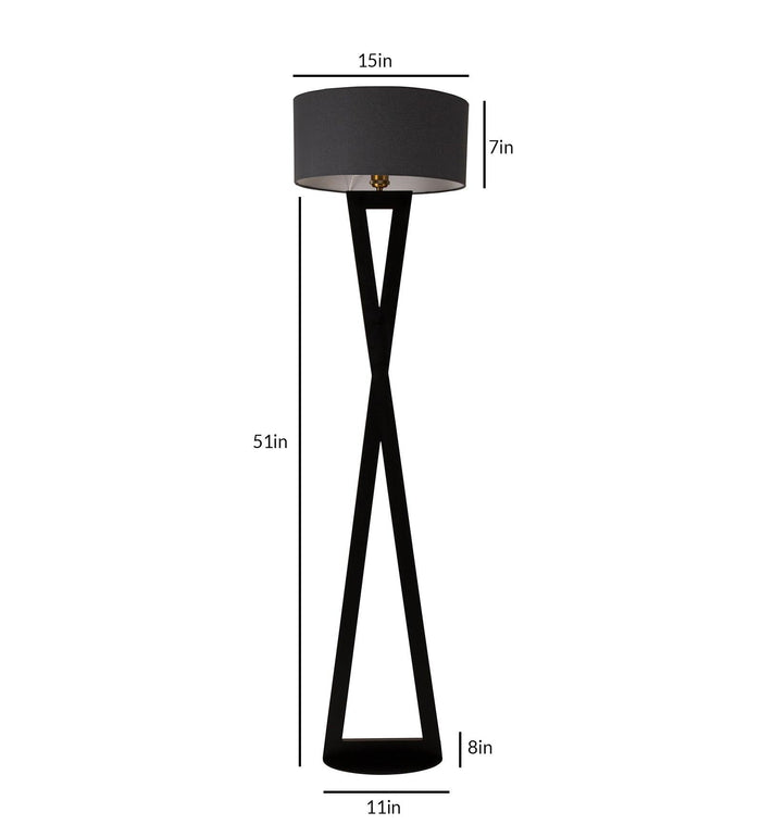 Hamptons Grey Metal Shade Club Floor Lamp with Metal Base - Ouch Cart