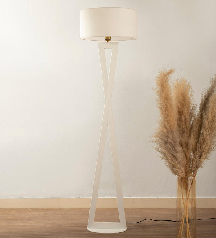Hamptons White Metal Shade Club Floor Lamp with Metal Base - Ouch Cart