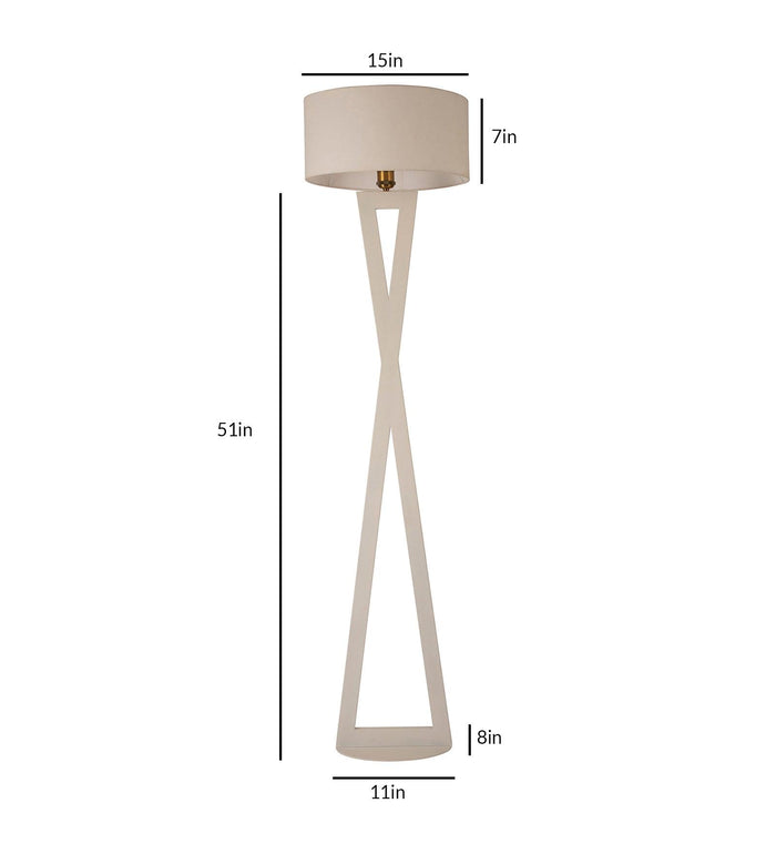Hamptons White Metal Shade Club Floor Lamp with Metal Base - Ouch Cart