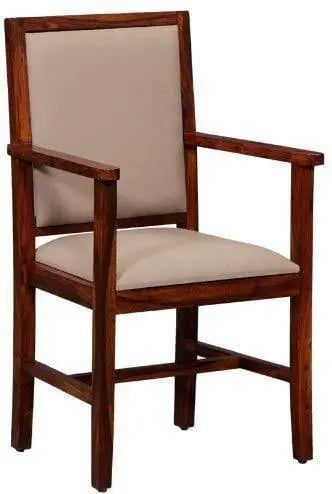 handicrafts pure sheesham wood standard arm cushioned comfort back rest seating chair set of 2 pcs - Ouch Cart
