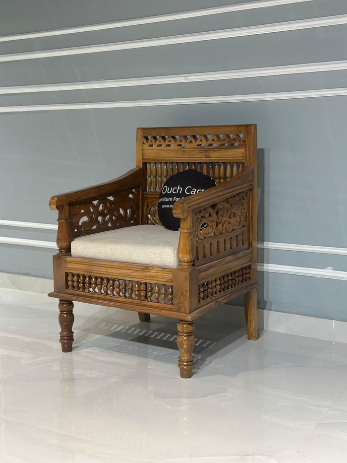 Handmade Pure Sheesham Wood Antique Seating Chair|  Armchair - OUCH CART