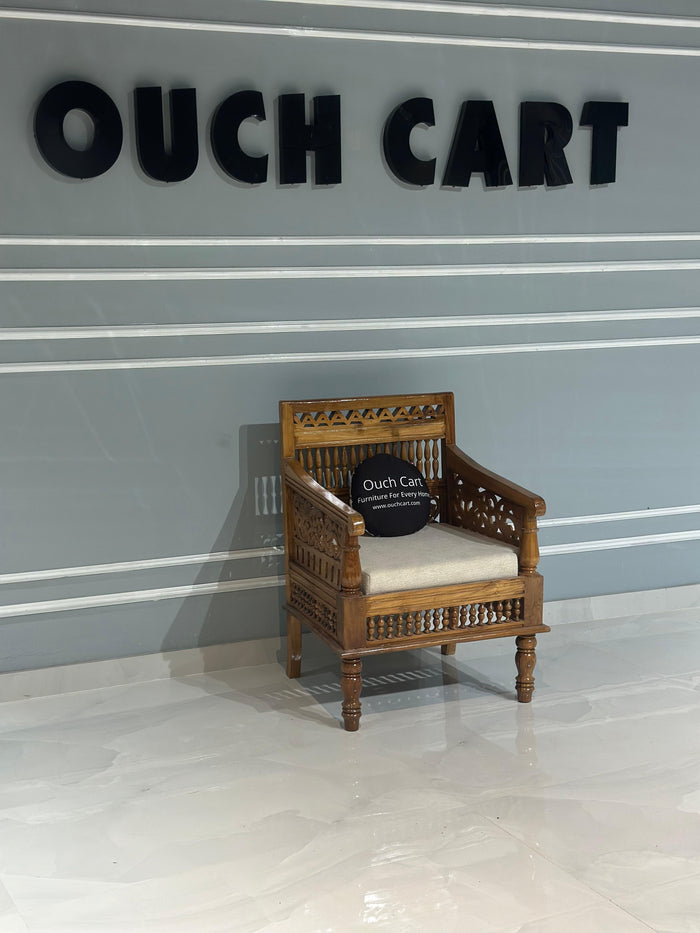 Handmade Pure Sheesham Wood Antique Seating Chair|  Armchair - OUCH CART