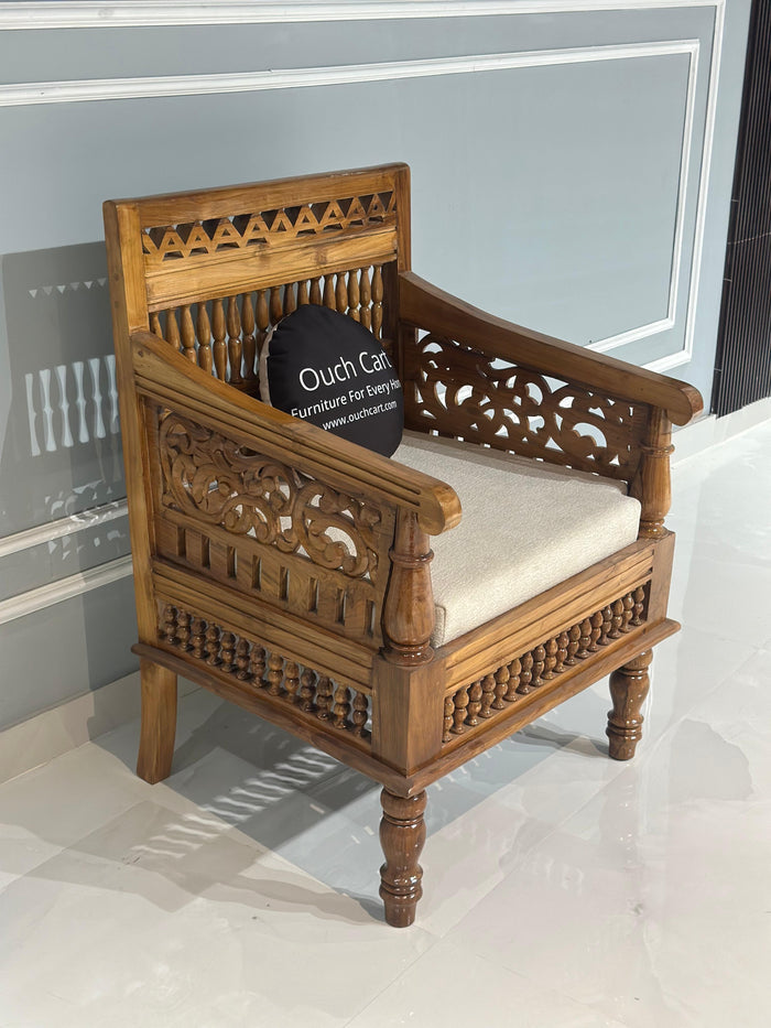 Handmade Pure Sheesham Wood Antique Seating Chair|  Armchair - OUCH CART