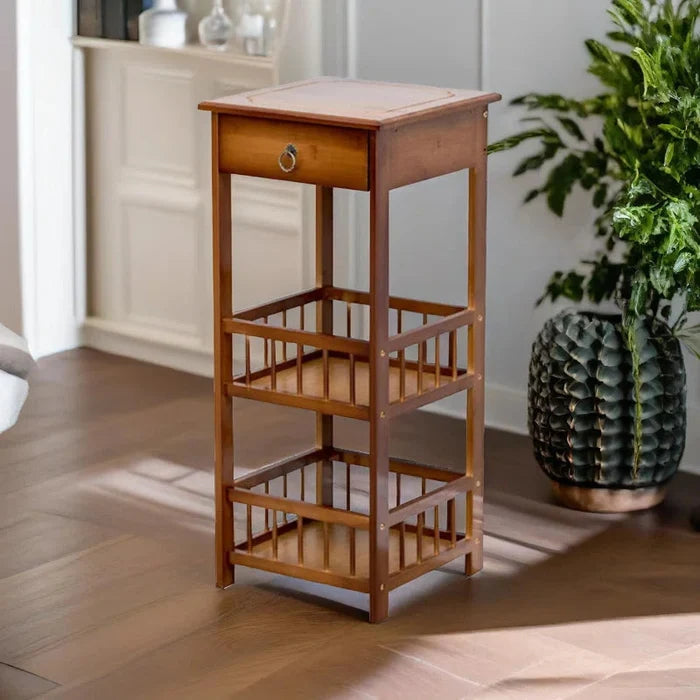 Hazel Wooden 2 Tier / 3 Tier Tall Side Table, End. Table, Living Room Home Furniture Ouch Cart