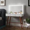 Hugo Vanity dressing table design, Make Vanity Set with Touch Screen Dimming Mirror, 3 Color Lighting Modes, Dressing Table with 3 Sliding Drawers, Modern Bedroom Makeup Table for Women Girls - Ouch Cart