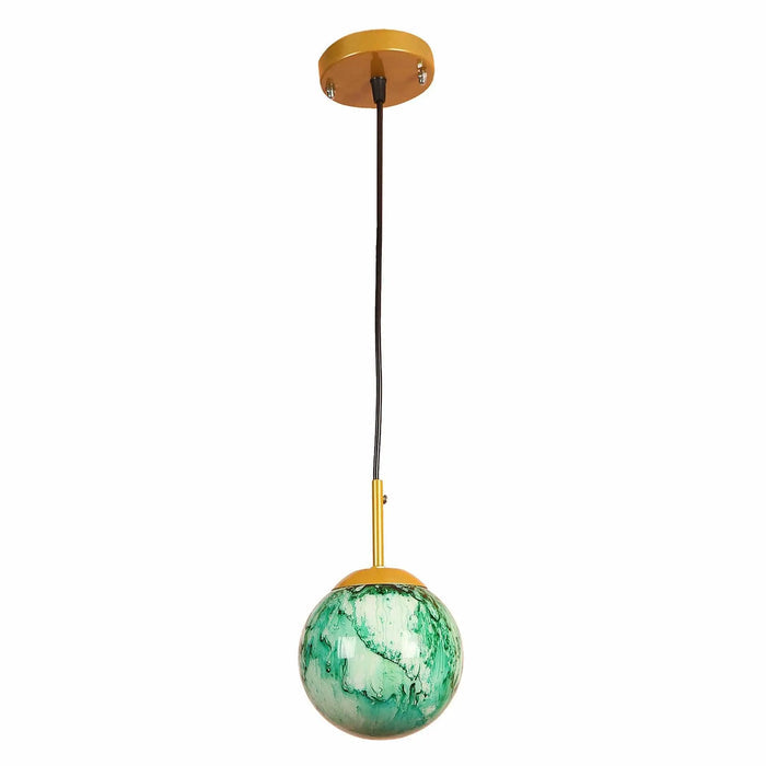 Iron Hanging Lights Green and Gold Finish - Ouch Cart