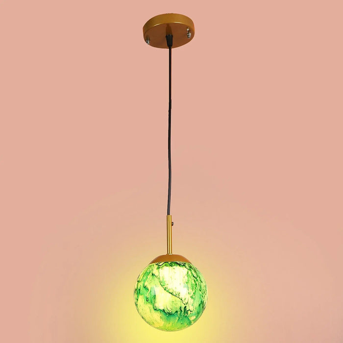 Iron Hanging Lights Green and Gold Finish - Ouch Cart