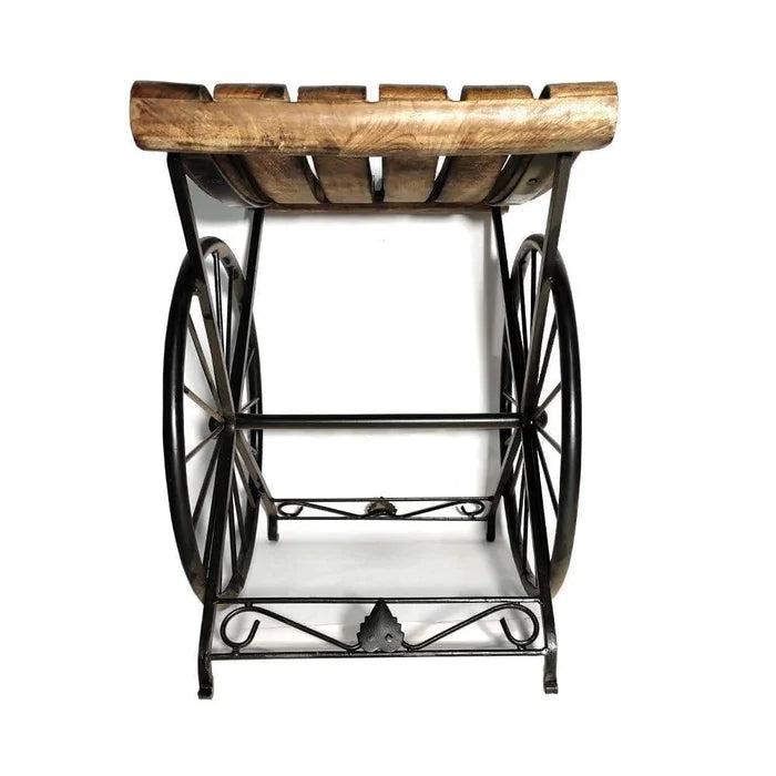 IRON WOODEN BEDSIDE TABLE | END TABLE SITTING STOOL FOR LIVING ROOM AND BEDROOM - Ouch Cart