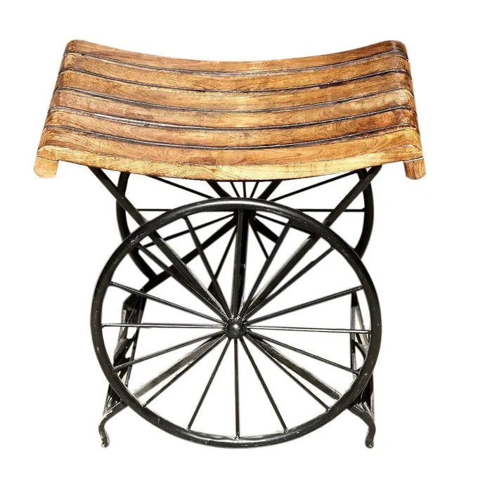 IRON WOODEN BEDSIDE TABLE | END TABLE SITTING STOOL FOR LIVING ROOM AND BEDROOM - Ouch Cart