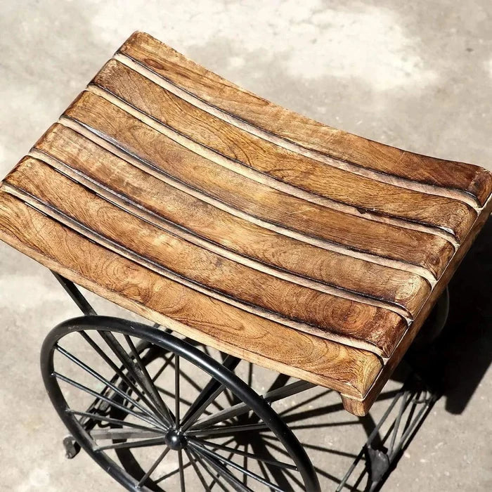 IRON WOODEN BEDSIDE TABLE | END TABLE SITTING STOOL FOR LIVING ROOM AND BEDROOM - Ouch Cart