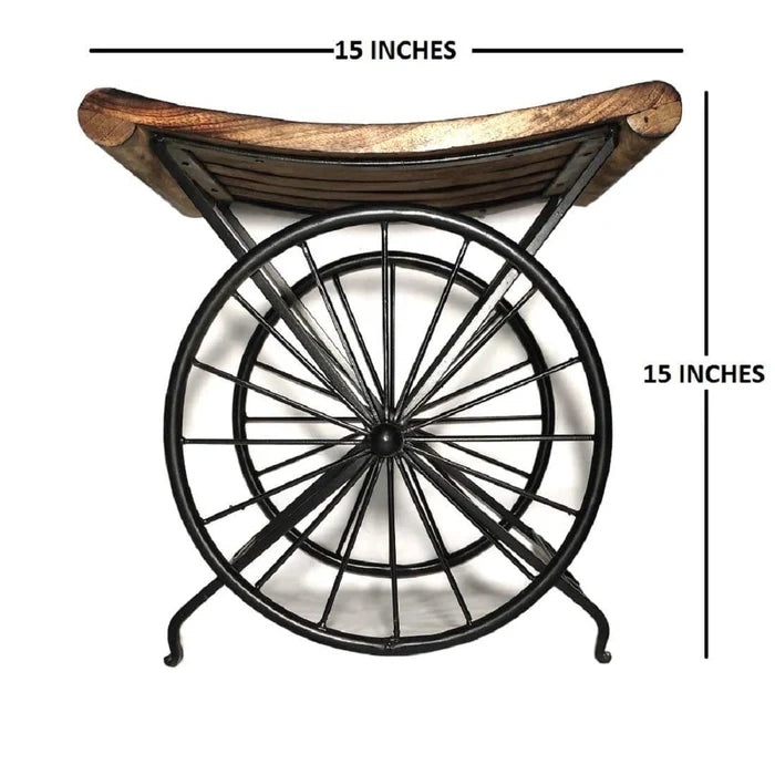 IRON WOODEN BEDSIDE TABLE | END TABLE SITTING STOOL FOR LIVING ROOM AND BEDROOM - Ouch Cart