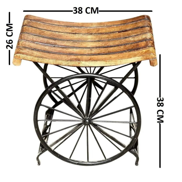 IRON WOODEN BEDSIDE TABLE | END TABLE SITTING STOOL FOR LIVING ROOM AND BEDROOM - Ouch Cart