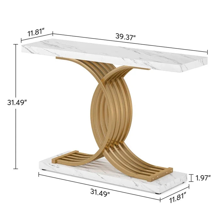 Ivan Solid Wood Top Console Table Ouch Cart