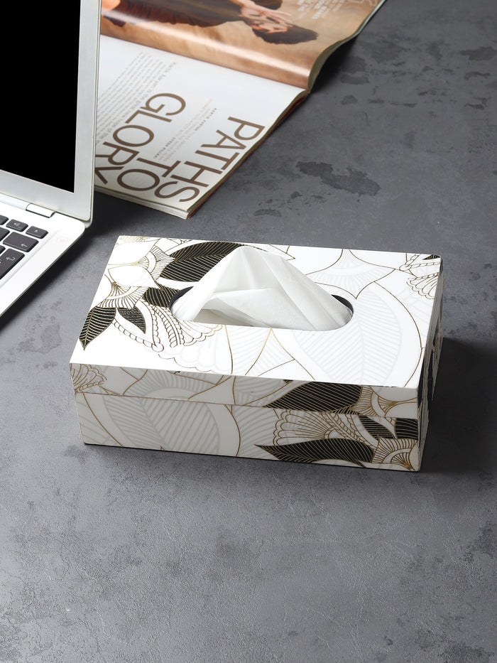 Ivory Noir Bloom Tissue Box  - Ouchcart