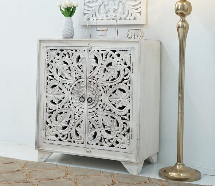 Joshua 2 Door Cabinets and Sideboard (White Finish) - Ouch Cart