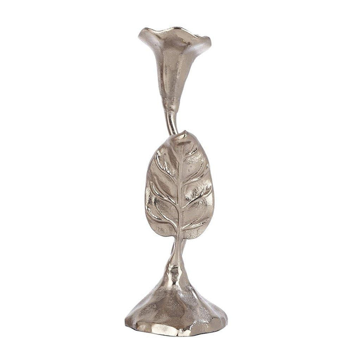 Jules Leaf Candle Holder Small Silver - Ouch Cart