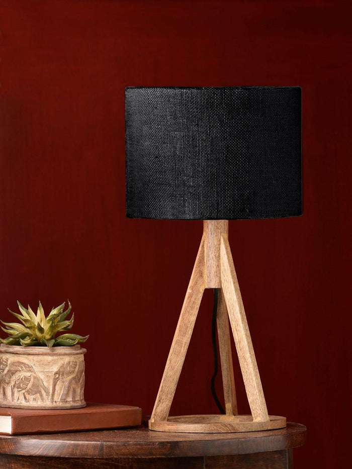 Jute Black Trio Wooden Lamp - Ouch Cart