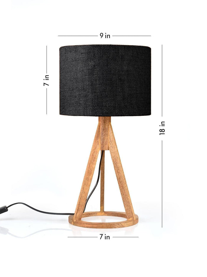 Jute Black Trio Wooden Lamp - Ouch Cart
